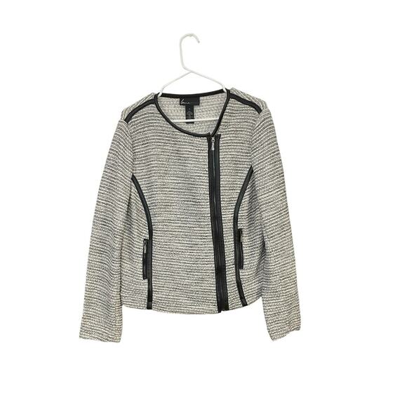NWT Lane Bryant Knit Boucle Asymmetric Zip Moto Jacket Size 14 Large Sparkly - Picture 1 of 6